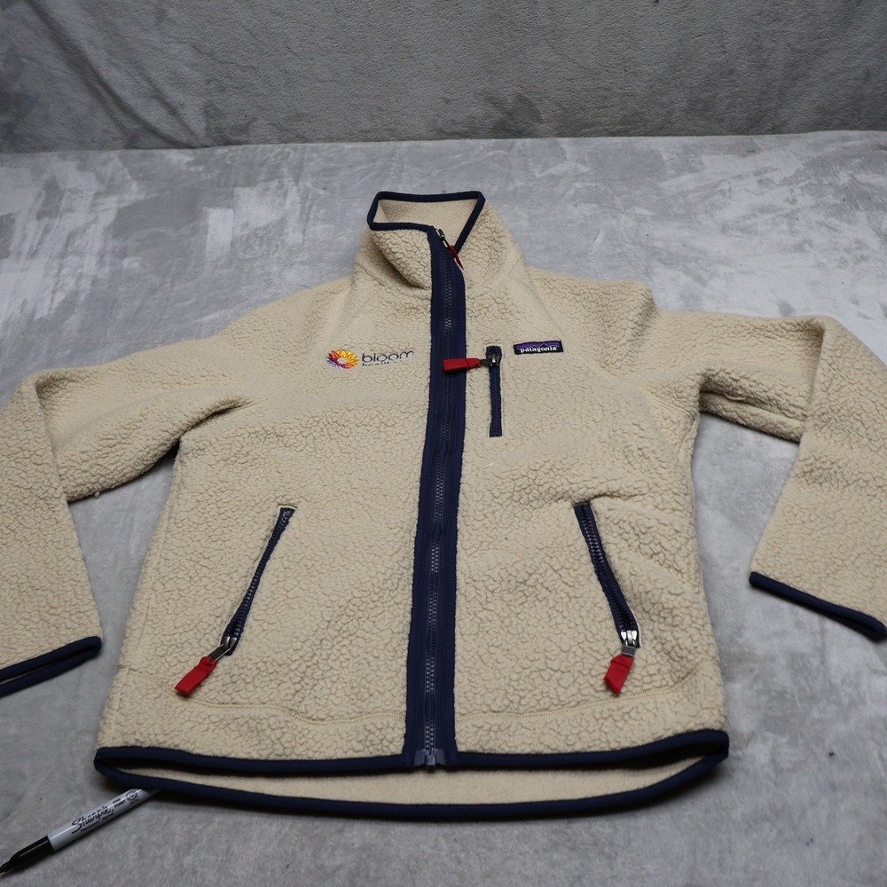 Patagonia Jacket Men XS Cream Retro Pile Sherpa Fleece Full Zip Outdoor LOGO